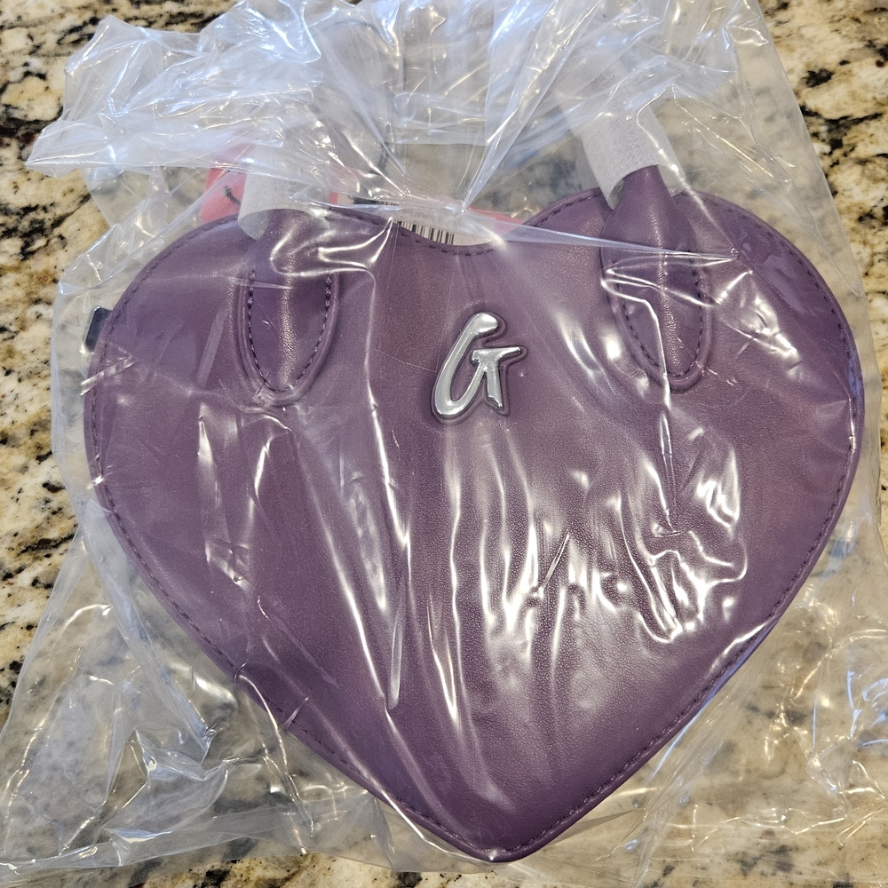 Glam-aholic Standard Size Purple Heart-Shaped Crossbody Bag NWT